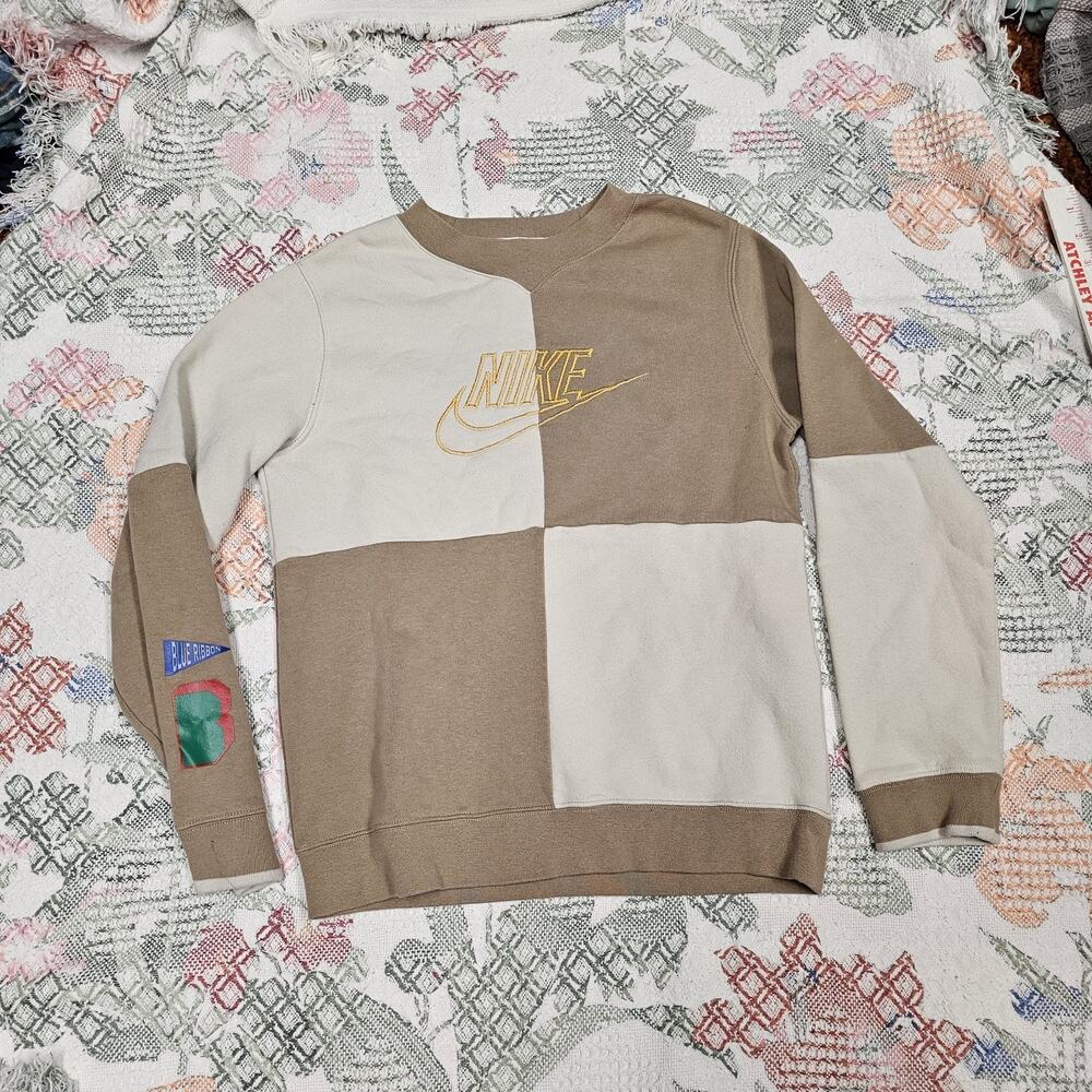 Nike NSW Amplify Youth Fleece Sweatshirt Earth Tone Patchwork Large